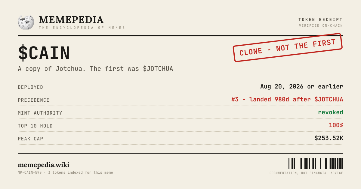 Memepedia receipt card