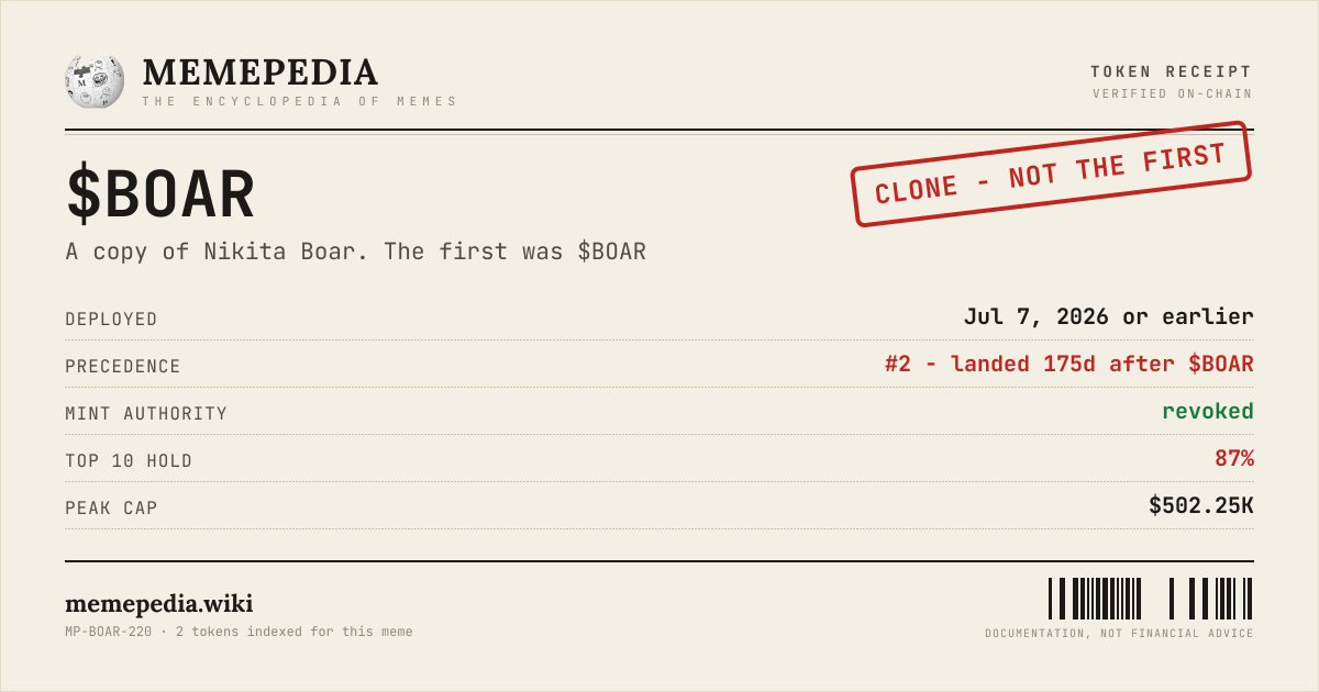Memepedia receipt card