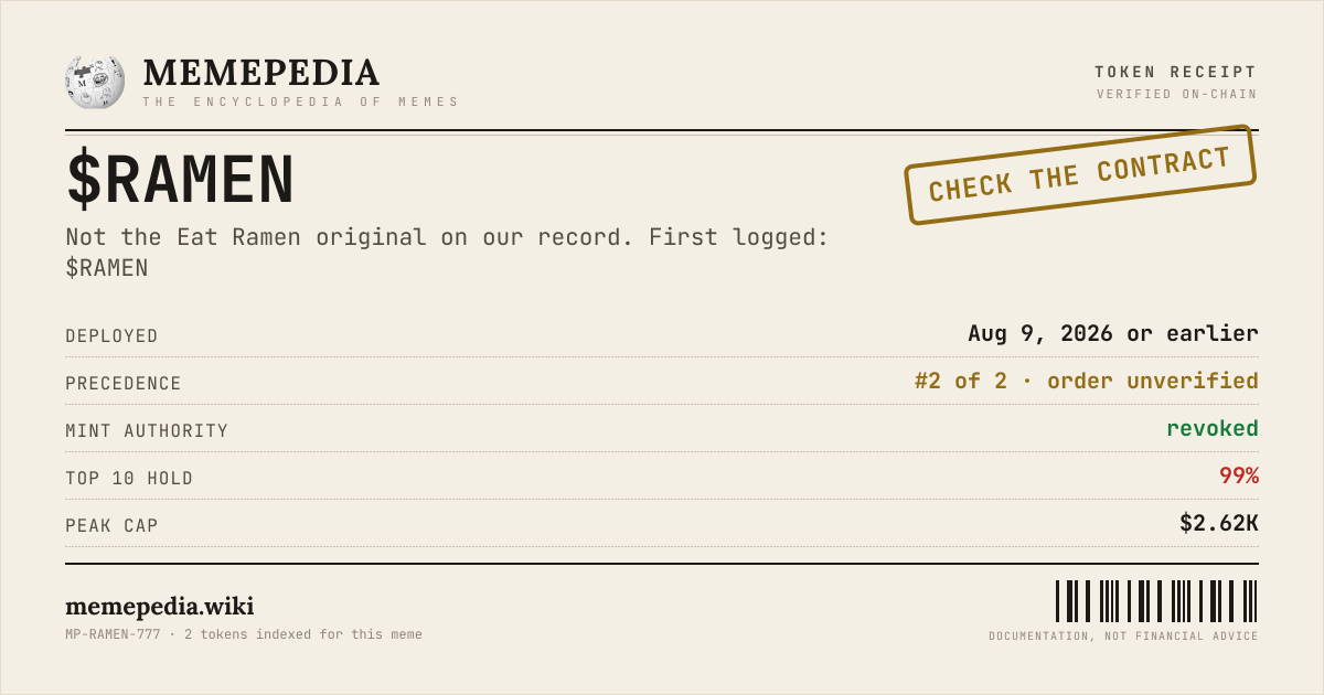 Memepedia receipt card
